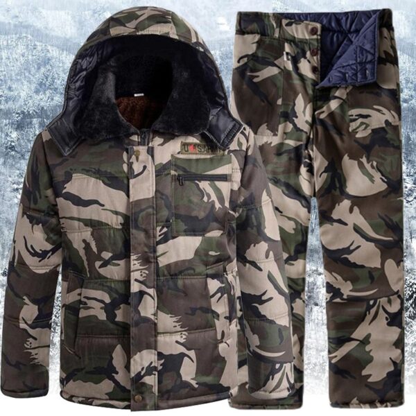 Winter Thickened Fleece Lined Camouflage Cotton Padded Jacket For Men - Image 65