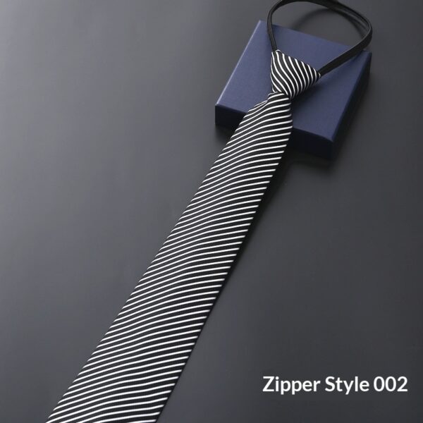 Mens Business Formal Zipper Tie With Blue Stripes - Image 24