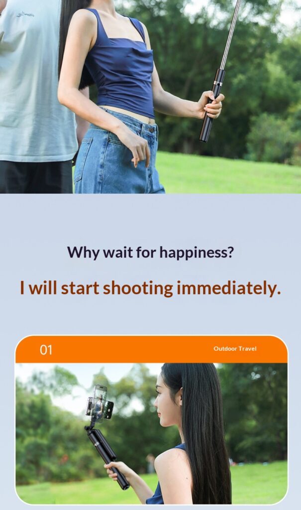 Outdoor Bluetooth Tripod With An Ultra-long Extendable ArmRotating Remote Control And Built-in Image Stabilization