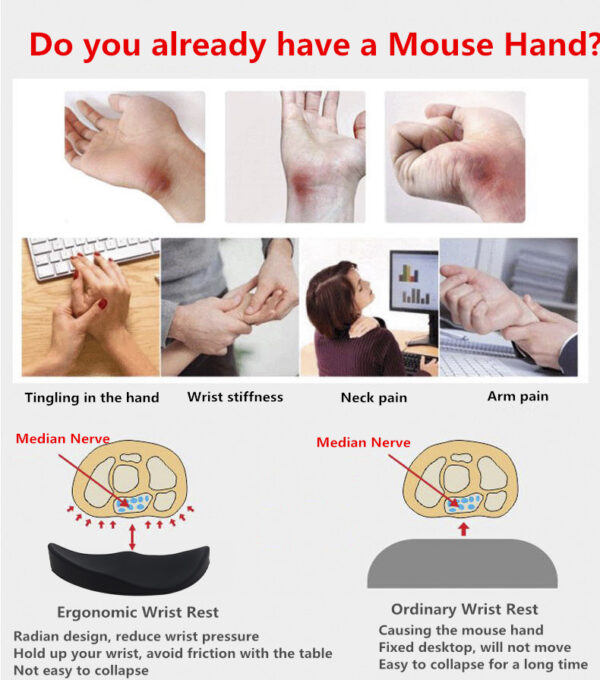 Ergonomic Mouse Wrist Rest Mouse Pads Silicon Gel Non-Slip Streamline Wrist Rest Support Mat Computer Mouse Pad For Office Gaming PC Accessories - Image 24