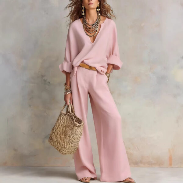 Fashionable Casual Linen Loose Vacation Set - Image 2