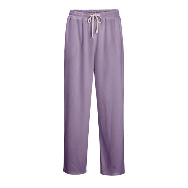 Mens Relaxed-fit Waffle-knit Wide-leg Athleisure Pants - Image 9