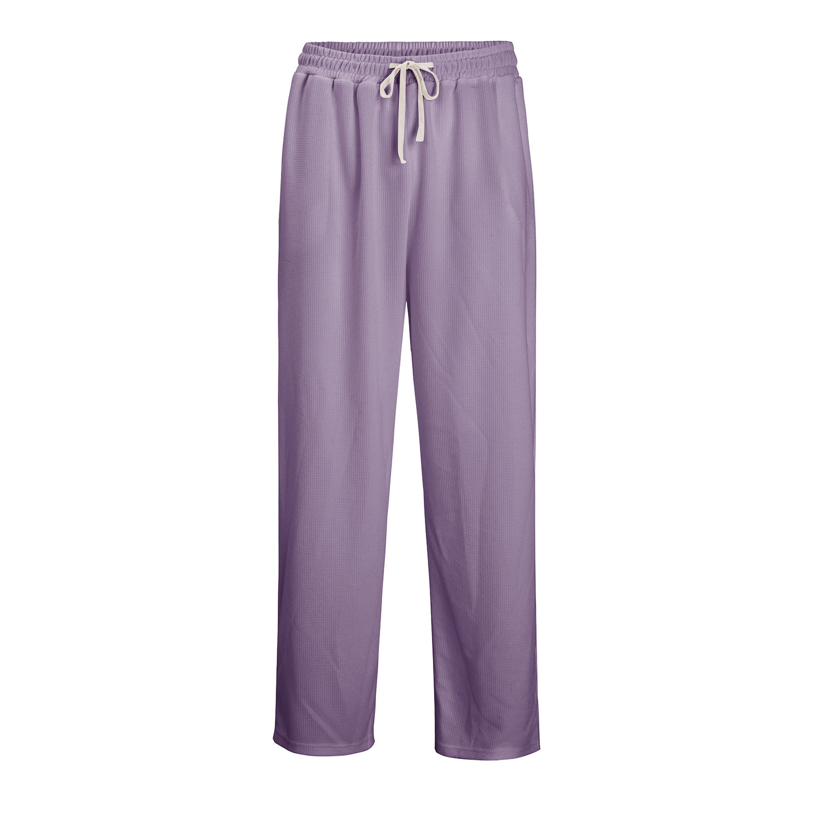Mens Relaxed-fit Waffle-knit Wide-leg Athleisure Pants - Image 9