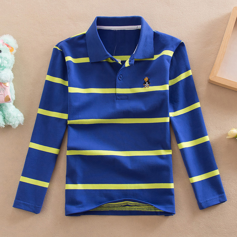 Turn-down Collar Long-sleeve T-shirt Childrens Clothing Business Top - Image 1