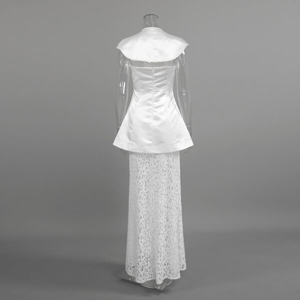 Commuter-appropriate Two-piece Set- Irregular Strapless Top And White Lace Skirt - Image 4