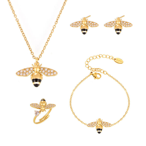 Stylish Oil-Drip Zircon Hardworking Little Bee Bracelet - Image 6