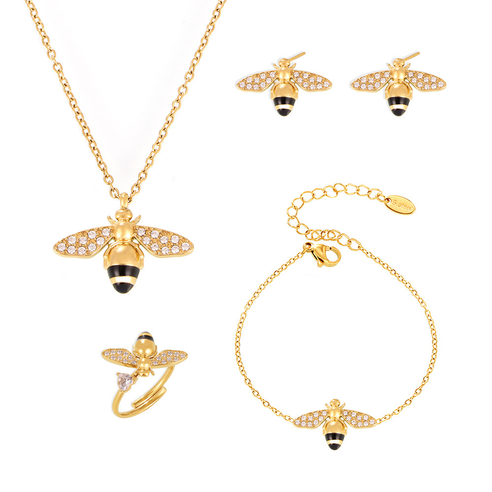 Stylish Oil-Drip Zircon Hardworking Little Bee Bracelet - Image 6