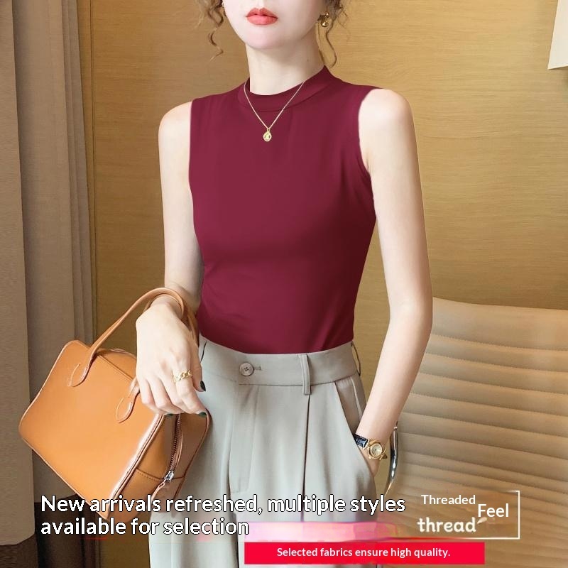 Sleeveless Strap Stand-up Collar Vest Women - Image 5