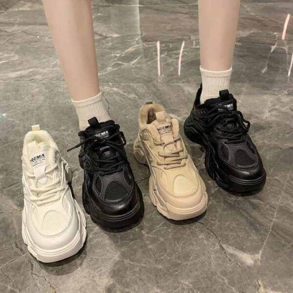 Women's Fleece-Lined Warm Non-Slip Thick-Soled Sneakers - Image 6