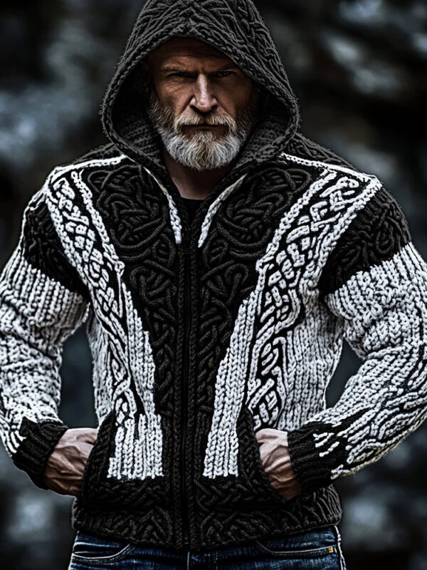 Mens Zippered Casual Printed Sweatshirt With No Pockets - Image 44