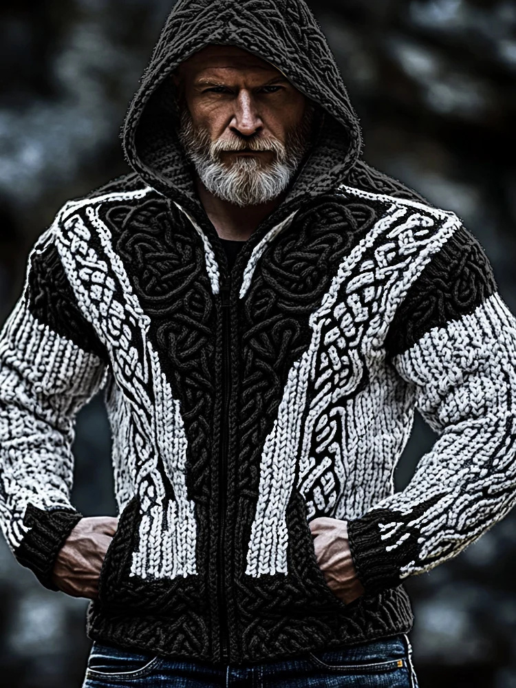 Mens Zippered Casual Printed Sweatshirt With No Pockets - Image 50