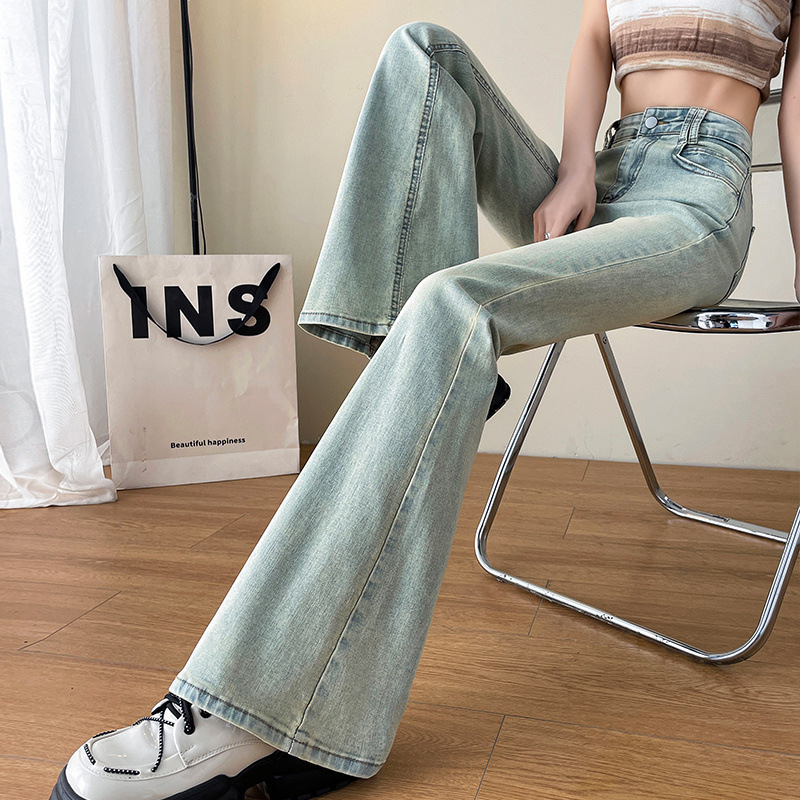 Light Blue American-Style Flared Jeans For Women - Image 1