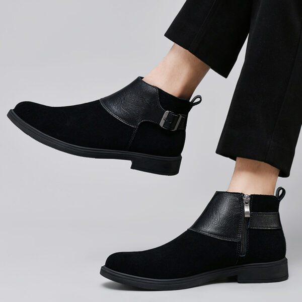 High-top British-style Leather Zip-up Ankle Boots - Image 1