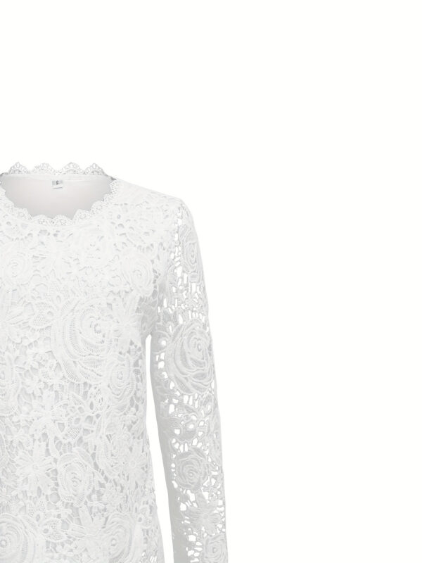 Lace Crewneck Long-sleeve Vintage Top - Image 3
