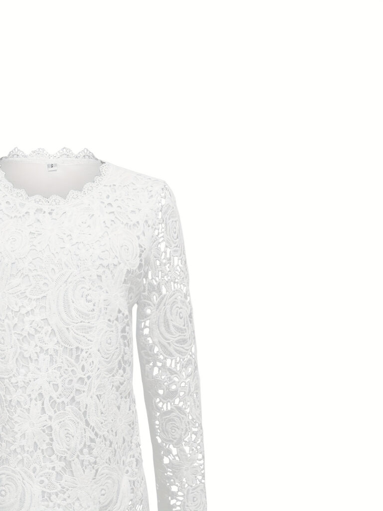 Lace Crewneck Long-sleeve Vintage Top