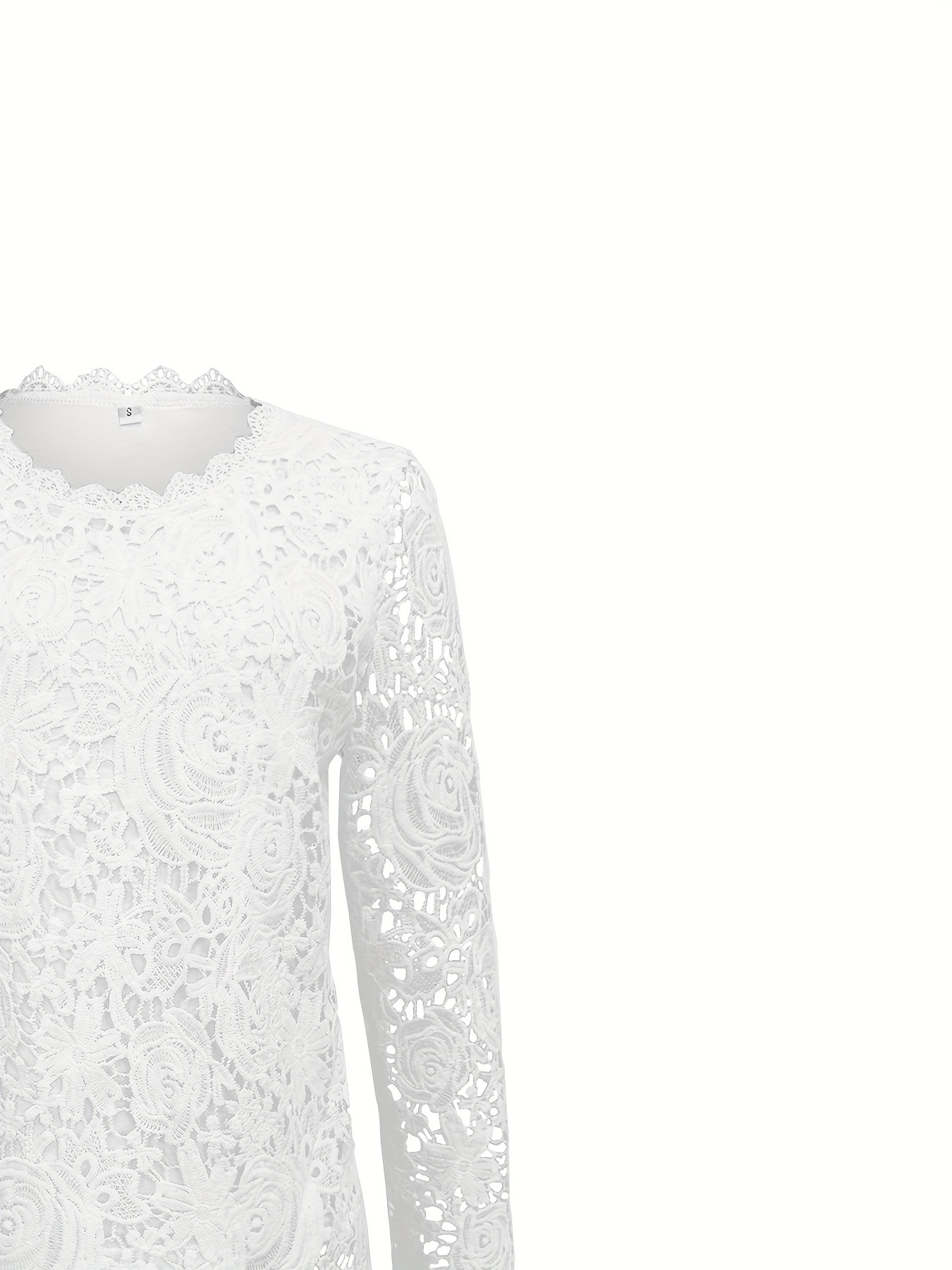 Lace Crewneck Long-sleeve Vintage Top - Image 3