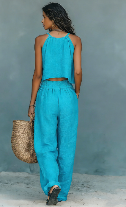 Women's Sleeveless Tank Top And Wide-Leg Pants Set - Image 15
