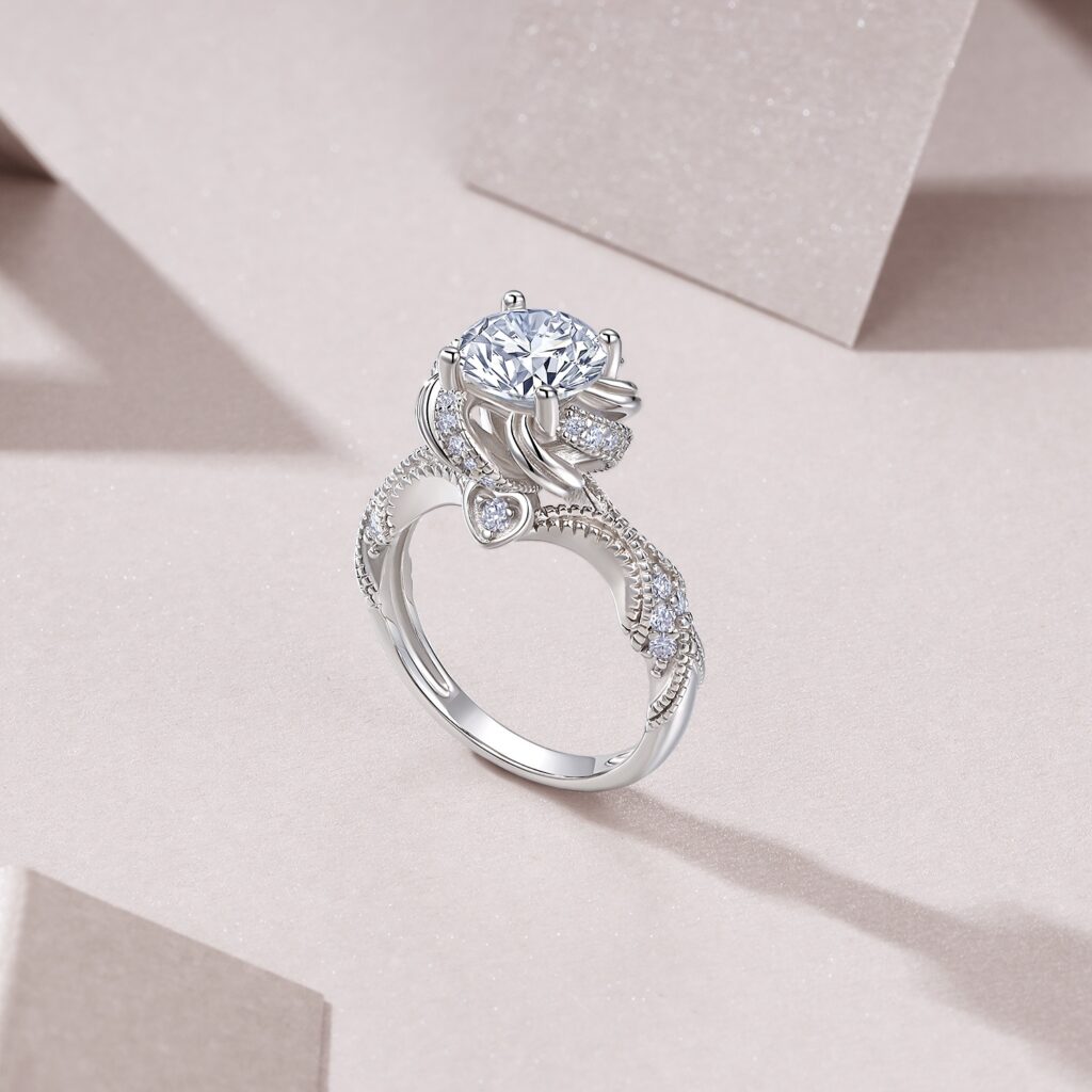 2-carat Luxury Fashion Minimalist Trend Jewelry Silver Ring Set With Top-quality Moissanite, Made Of S925 Silver With Electroplated Platinum.
