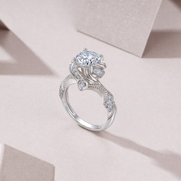 2-carat Luxury Fashion Minimalist Trend Jewelry Silver Ring Set With Top-quality Moissanite, Made Of S925 Silver With Electroplated Platinum. - Image 3