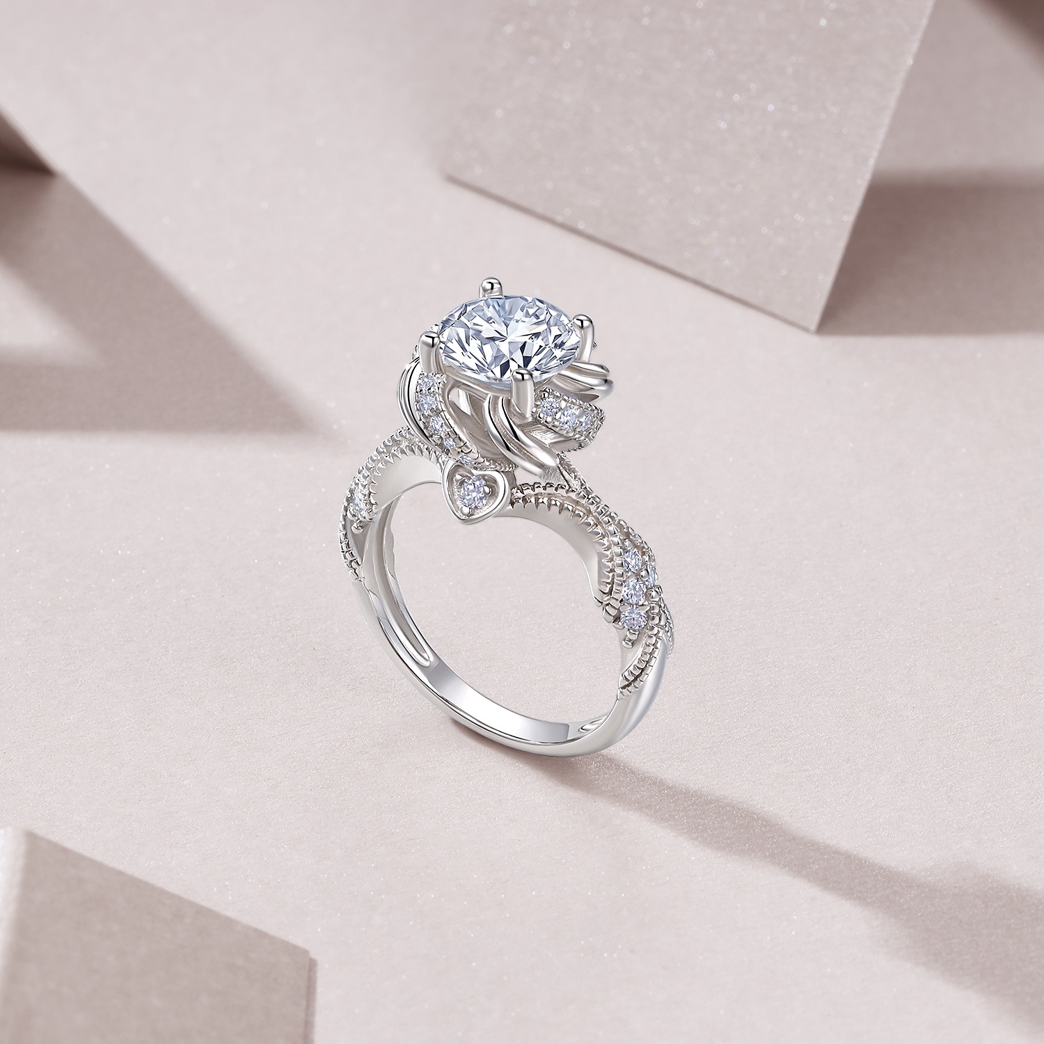 2-carat Luxury Fashion Minimalist Trend Jewelry Silver Ring Set With Top-quality Moissanite, Made Of S925 Silver With Electroplated Platinum. - Image 3