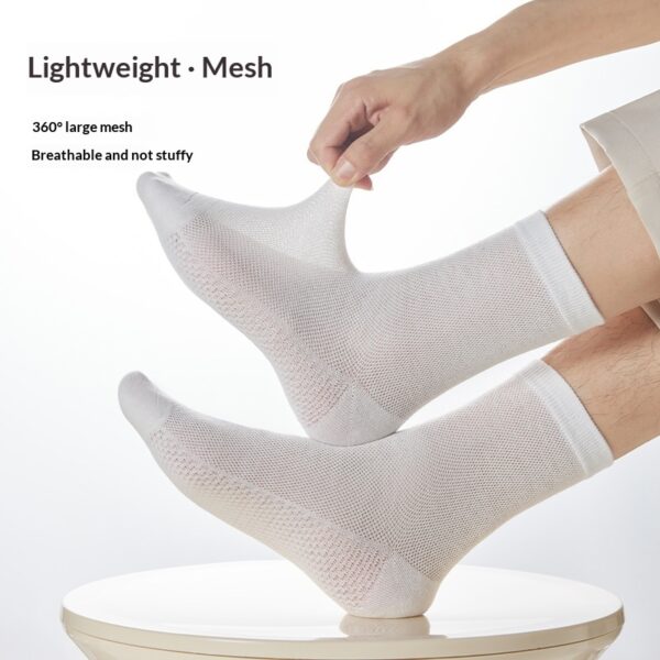 Pure Cotton Breathable Mesh Long Business Socks - Image 2