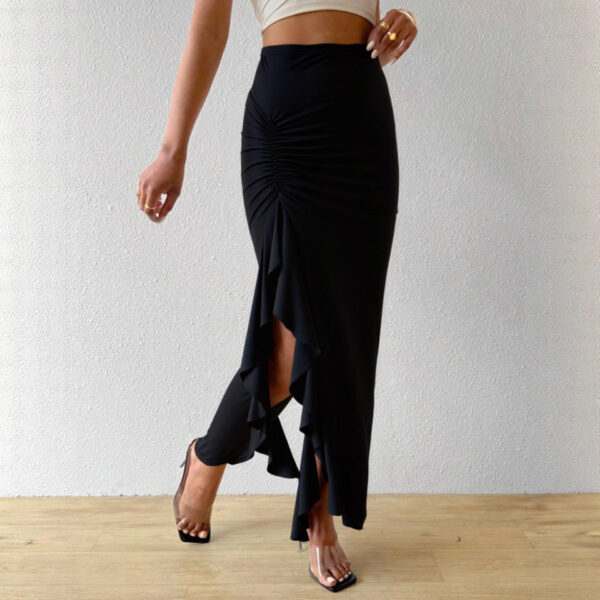 Irregular Ruffle-Patchwork High-Waist Skirt - Image 9