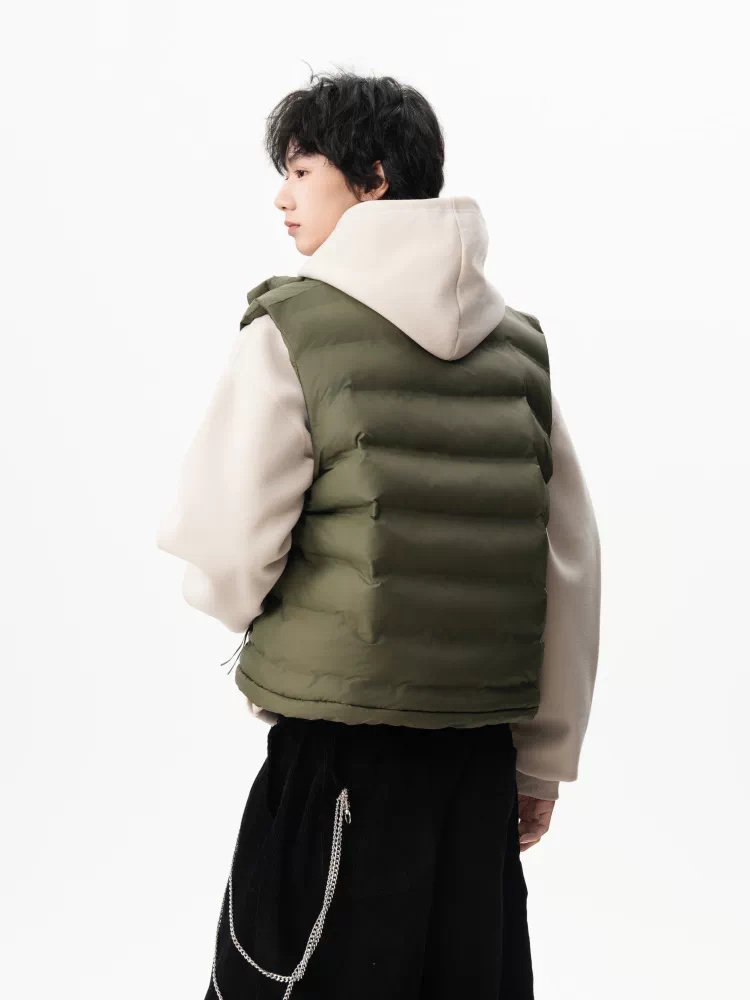 American Style Button-down Solid-color Cotton Jacket Vest - Image 3