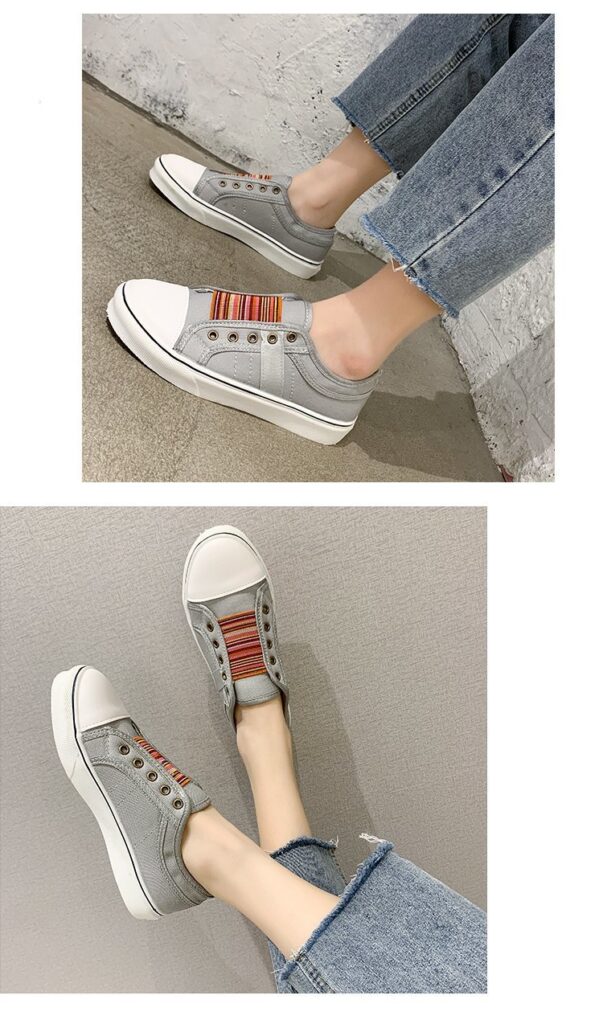 Women's Retro Zipper Fashion Patchwork Canvas Shoes