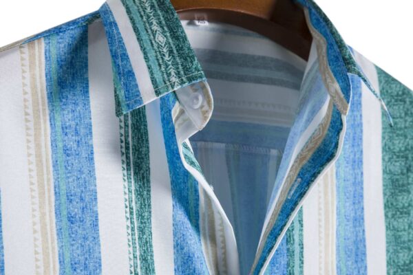 Men's Striped Fashionable Loose Short-Sleeve Shirt - Image 15