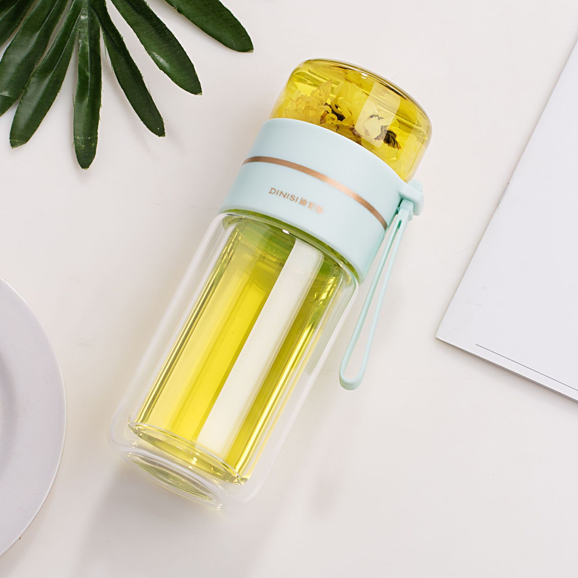 Glass Water Bottle With Tea Infuser Filter Tea Separation Double Wall Glass Bottle Leakproof Water Bottle - Image 23