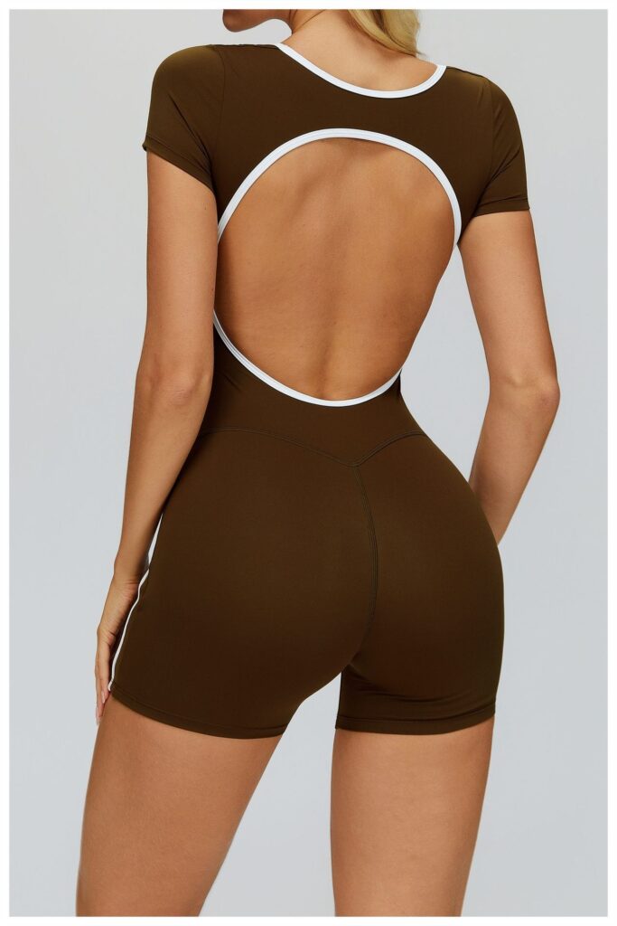 Jumpsuit With Cutout Back, Form-fitting Athletic Fitness Wear
