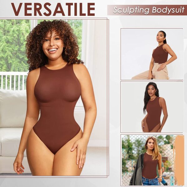 Belly Contraction Body Shaper Solid Color Round Neck Jumpsuit - Image 9