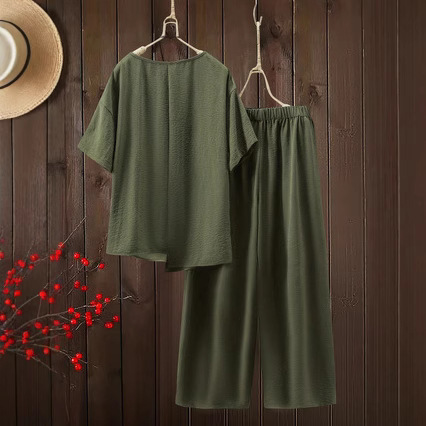Artistic Retro-style Casual Trendy Pullover With Short Sleeves - Image 4