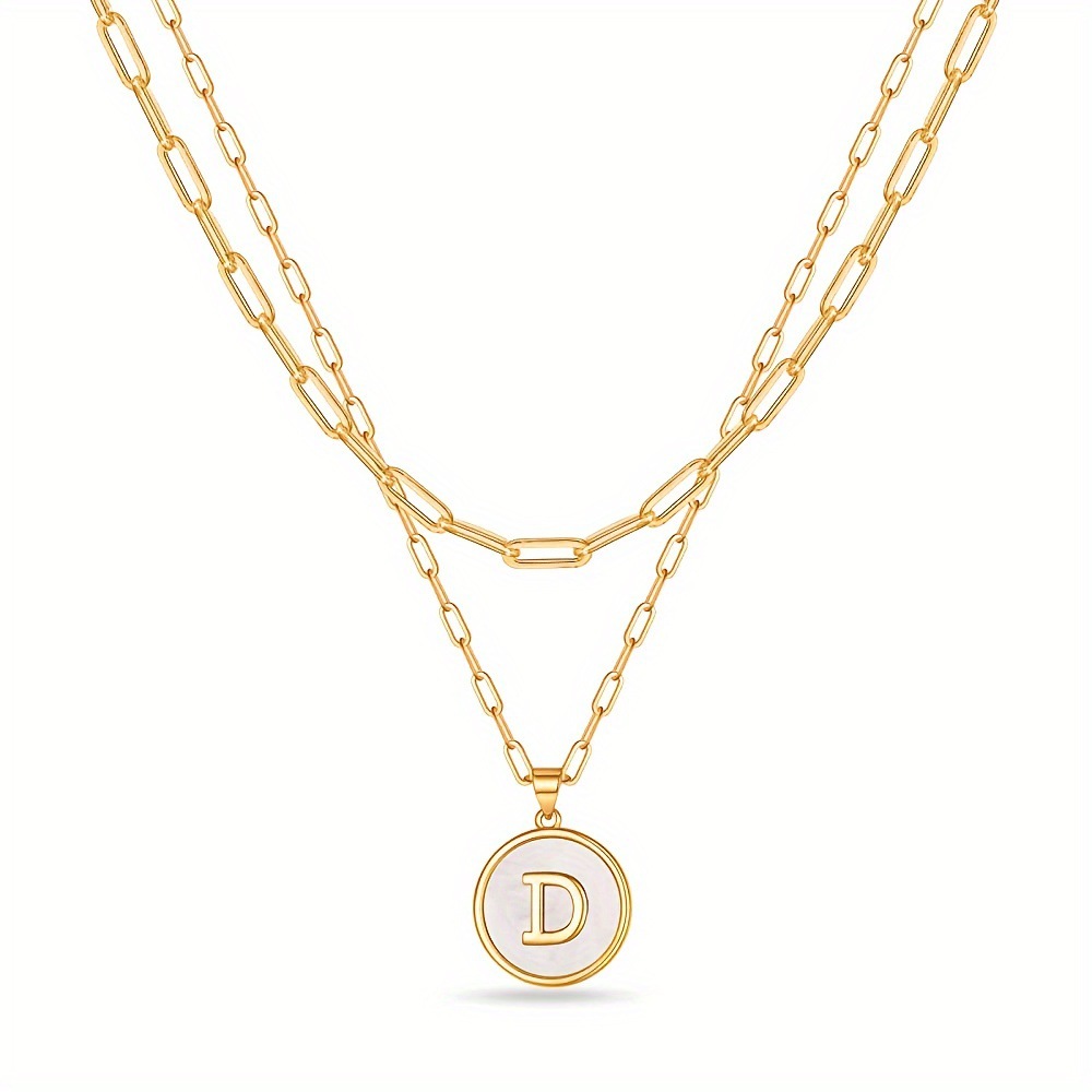 Circular Minimalist 26-Letter Pendant Double-Layer Necklace - Image 2