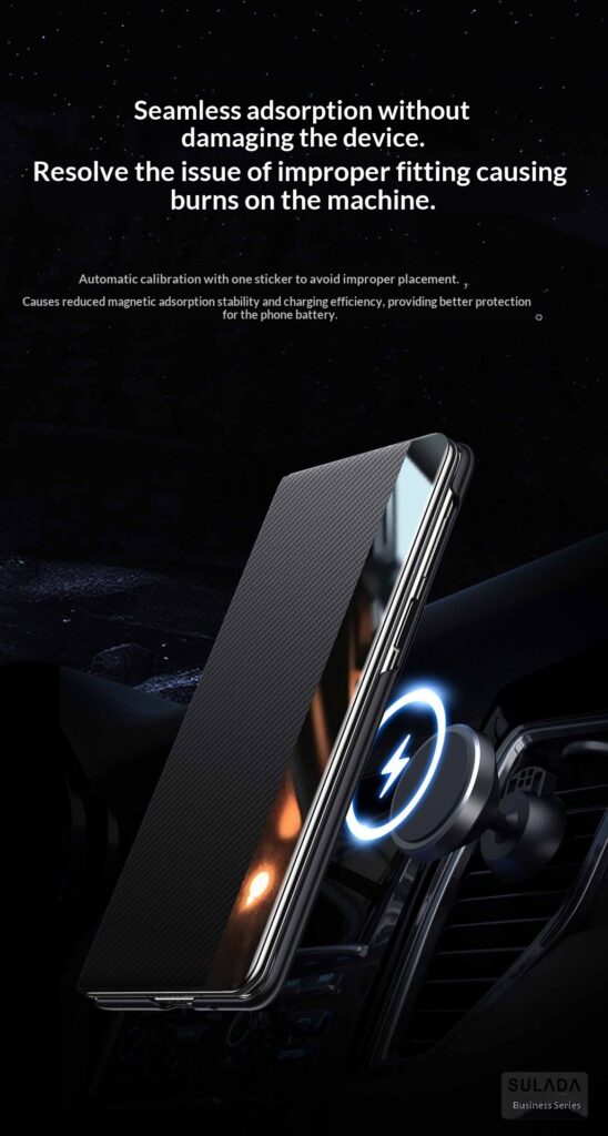Carbon-fiber Leather Flip Case With Magnetic Card Slots For Phones