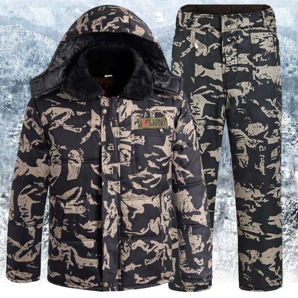 Winter Thickened Fleece Lined Camouflage Cotton Padded Jacket For Men - Image 26
