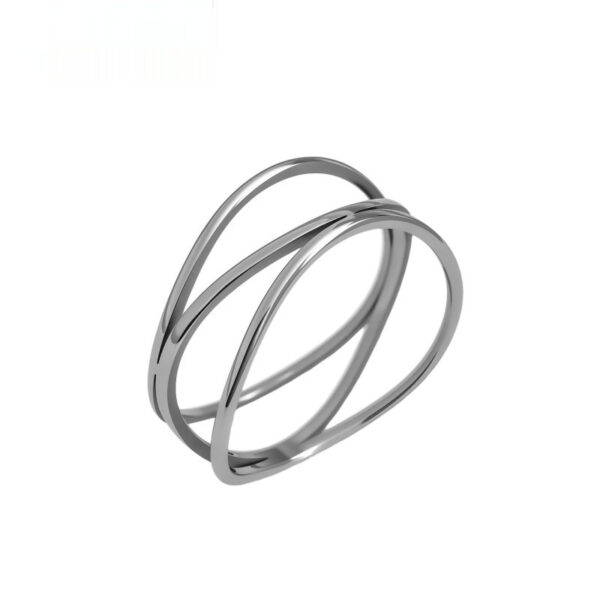 Creative Three-Row Line Titanium Steel Ring For Women - Image 2