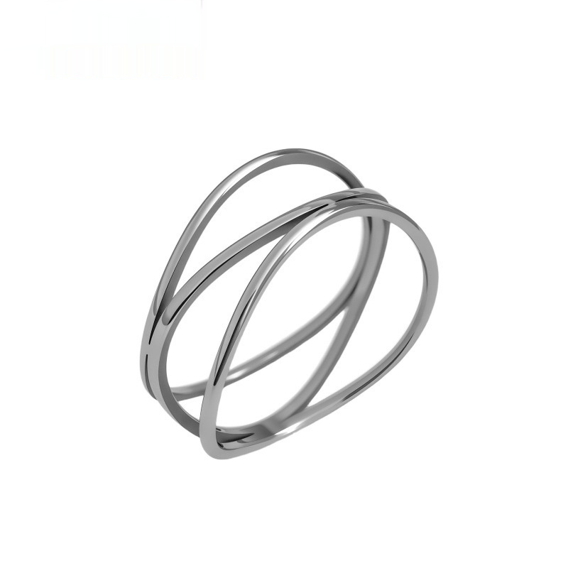 Creative Three-Row Line Titanium Steel Ring For Women - Image 2