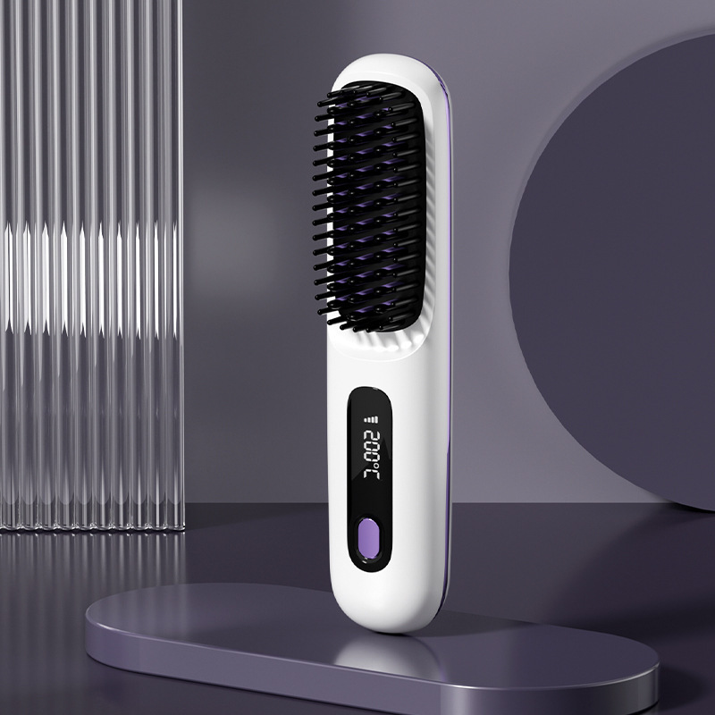 2 In 1 Straight Hair Comb Wireless Hair Straightener Brush Hair Fast Heating Portable Hot Curler USB Charging - Image 23