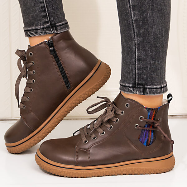 PU Casual Shoes With Front Laces, Winter Cotton Boots - Image 13