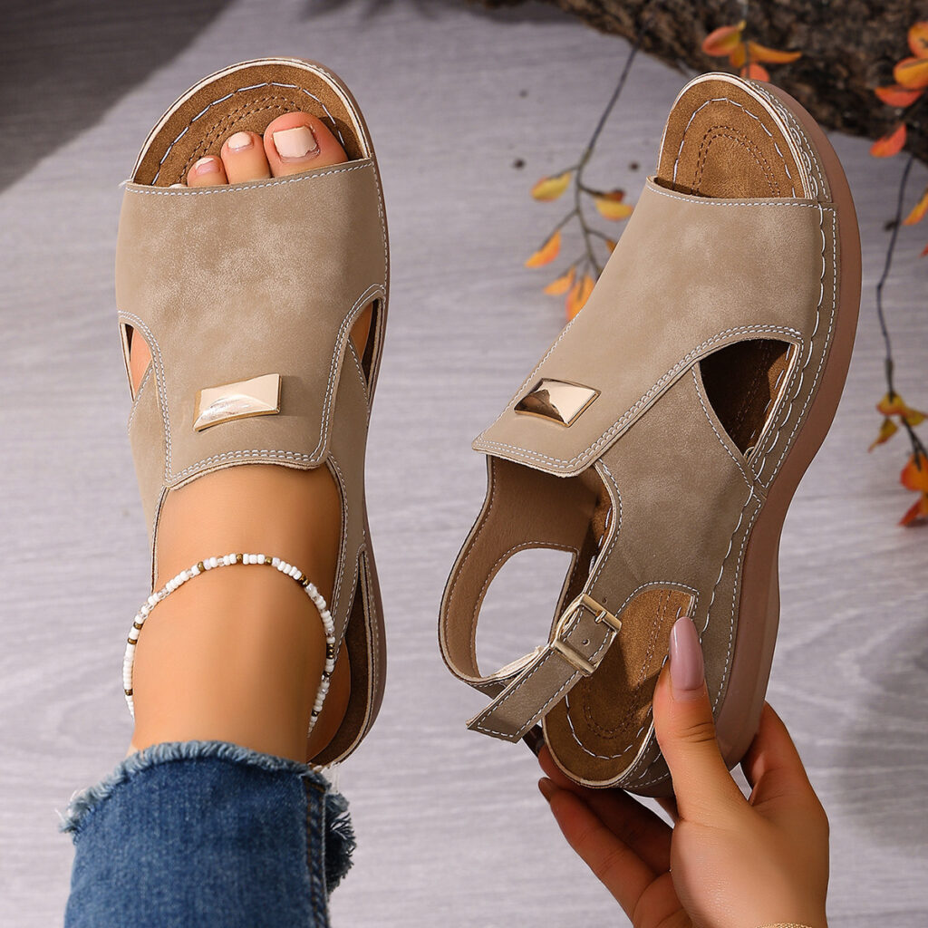 Women's Elastic Band Peep-Toe Fashionable Plus-Size Sandals