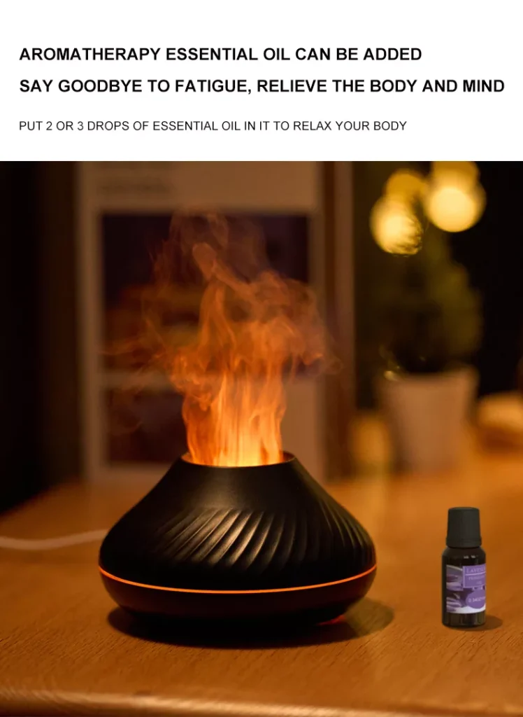 Drop Shipping RGB 130ML Flame Humidifier Diffuser Aroma Essential Oil Fire Flame Aroma Diffuser