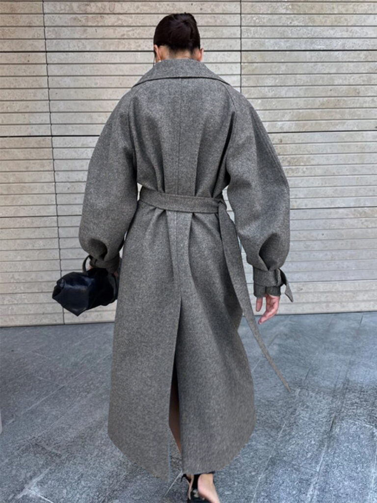 Fashionable Commuter-Style Lapel-Collar Split Loose Long Coat
