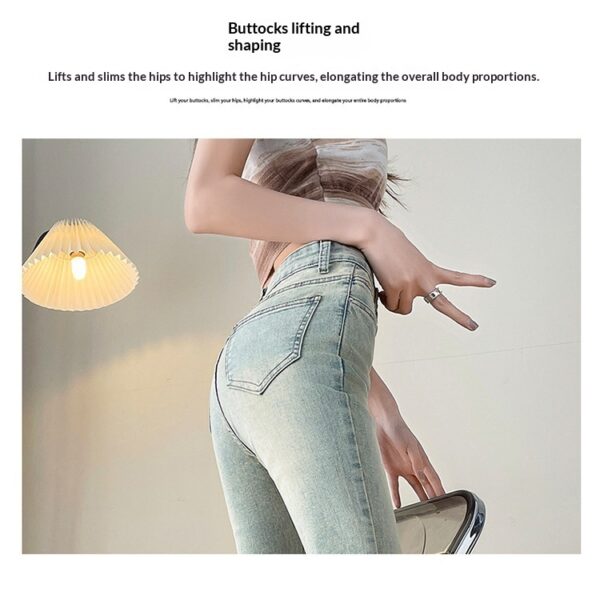 Light Blue American-Style Flared Jeans For Women - Image 5