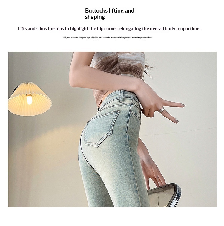 Light Blue American-Style Flared Jeans For Women - Image 5