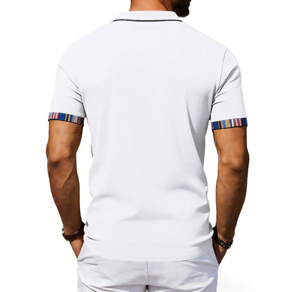 Men's Casual Lapel Contrast-color Polo Shirt Short-sleeve Polo Tee - Image 30
