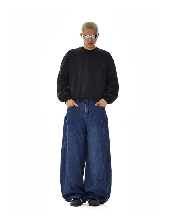 American-style Vintage Design Scimitar Workwear Jeans For Men And Women - Image 11