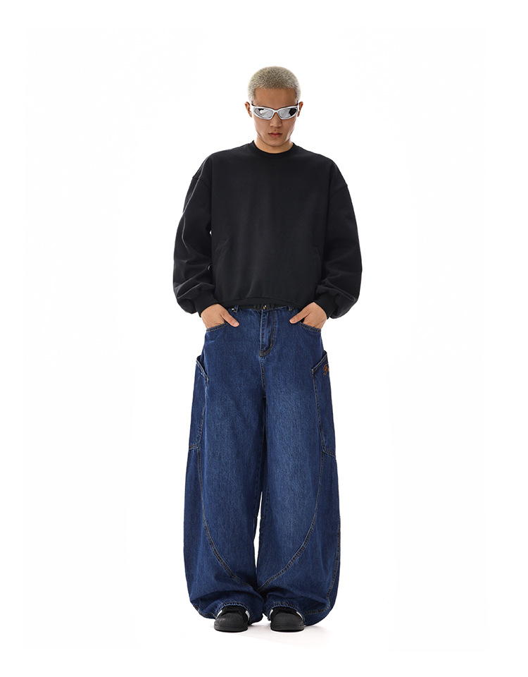 American-style Vintage Design Scimitar Workwear Jeans For Men And Women - Image 11