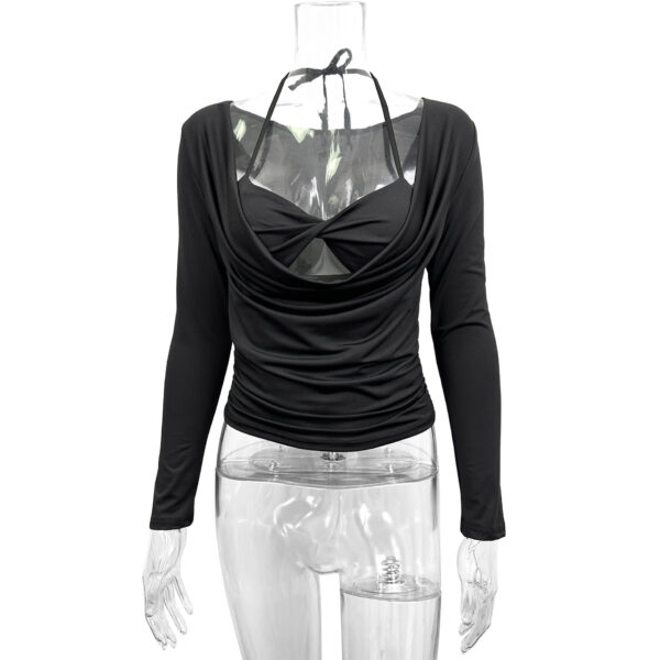Women's Lace-up Halterneck Casual Base Layer Top - Image 3