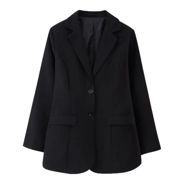 Autumn Winter Womens Versatile Single-Breasted V-Neck Long-Sleeve Blazer - Image 4
